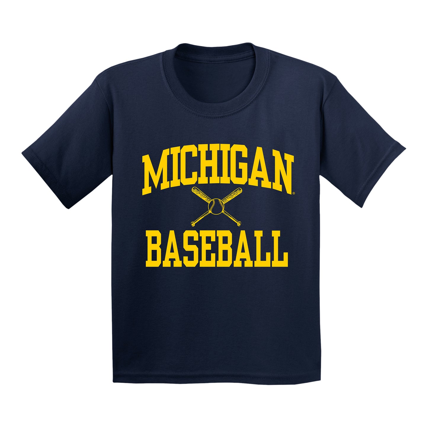 Michigan Wolverines Navy Youth Baseball T-Shirt - Front View