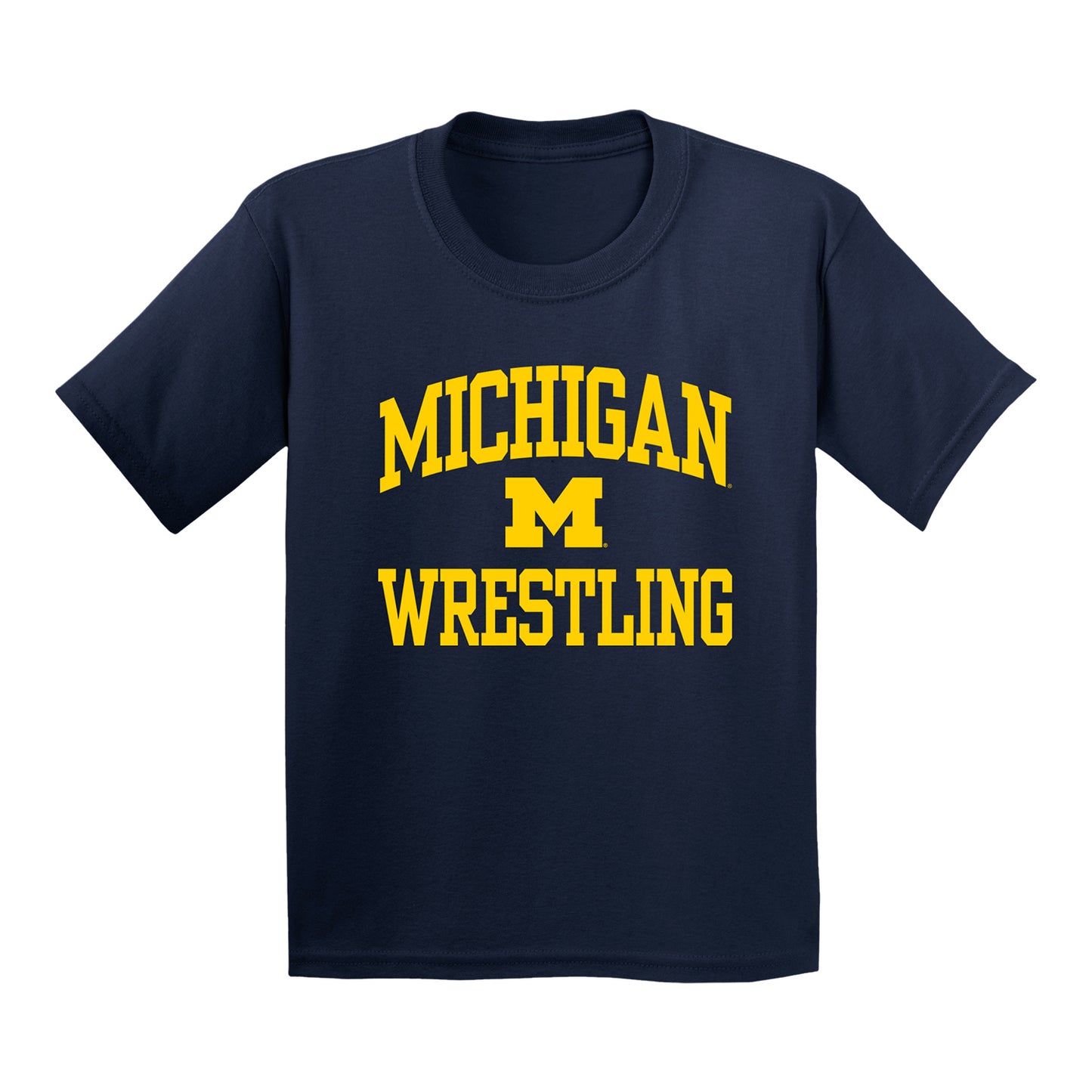 Youth Michigan Wolverines Wrestling Navy T-Shirt - Front View