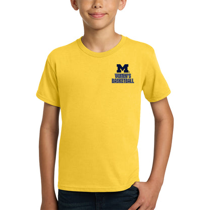 Youth Michigan Wolverines Women's Basketball 'You Wish You Could Shoot Like A Girl' Yellow T-Shirt - Front View