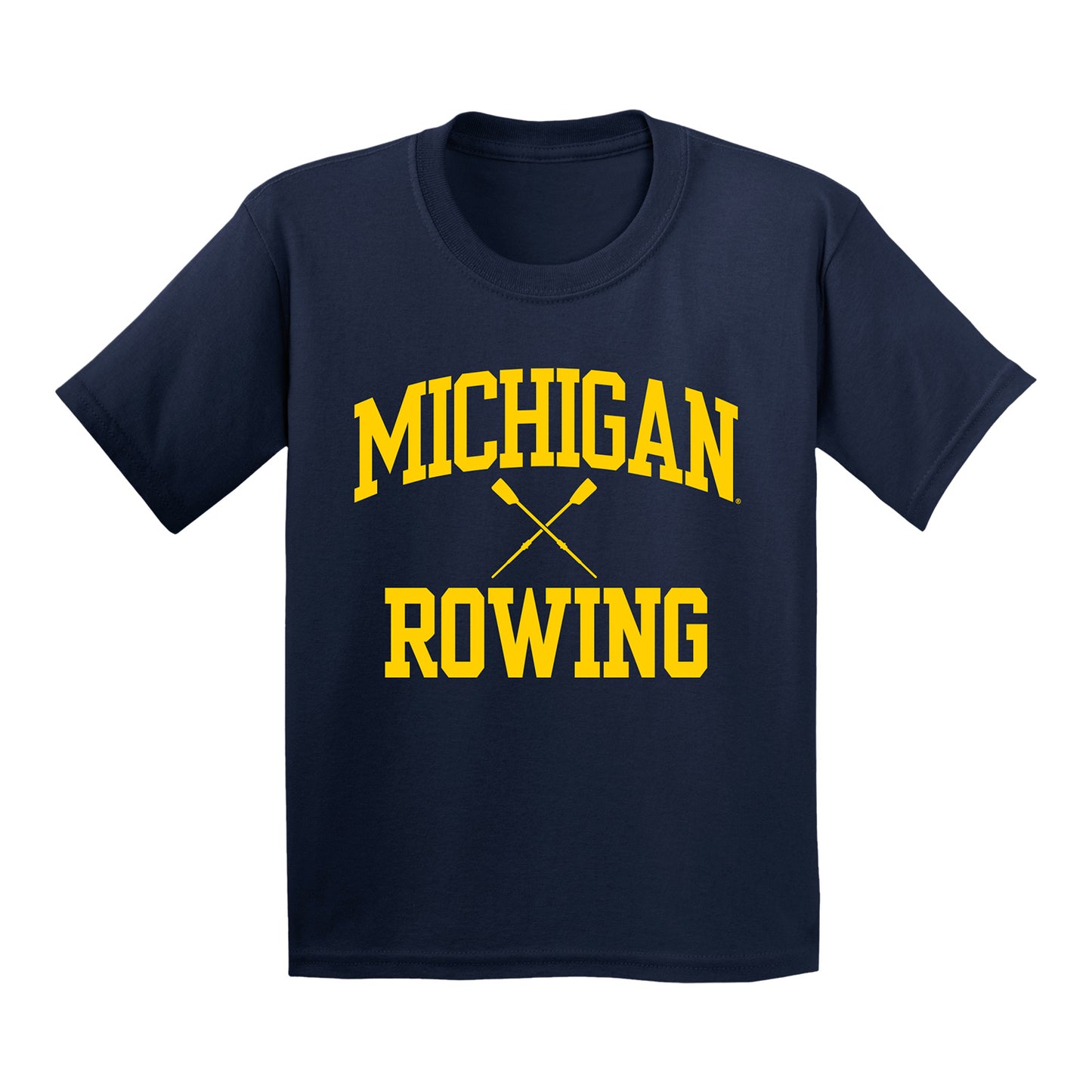 Youth Michigan Wolverines Rowing Navy T-Shirt - Front View