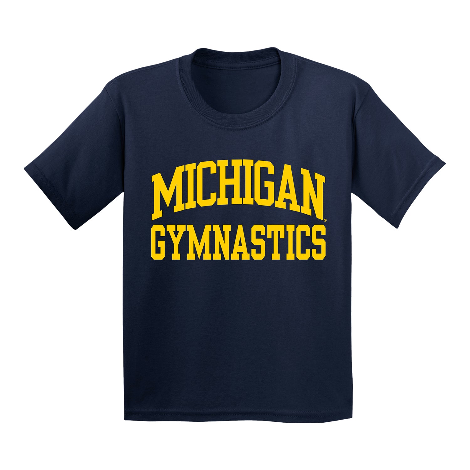 Youth Michigan Wolverines Gymnastics Navy T-Shirt - Front View