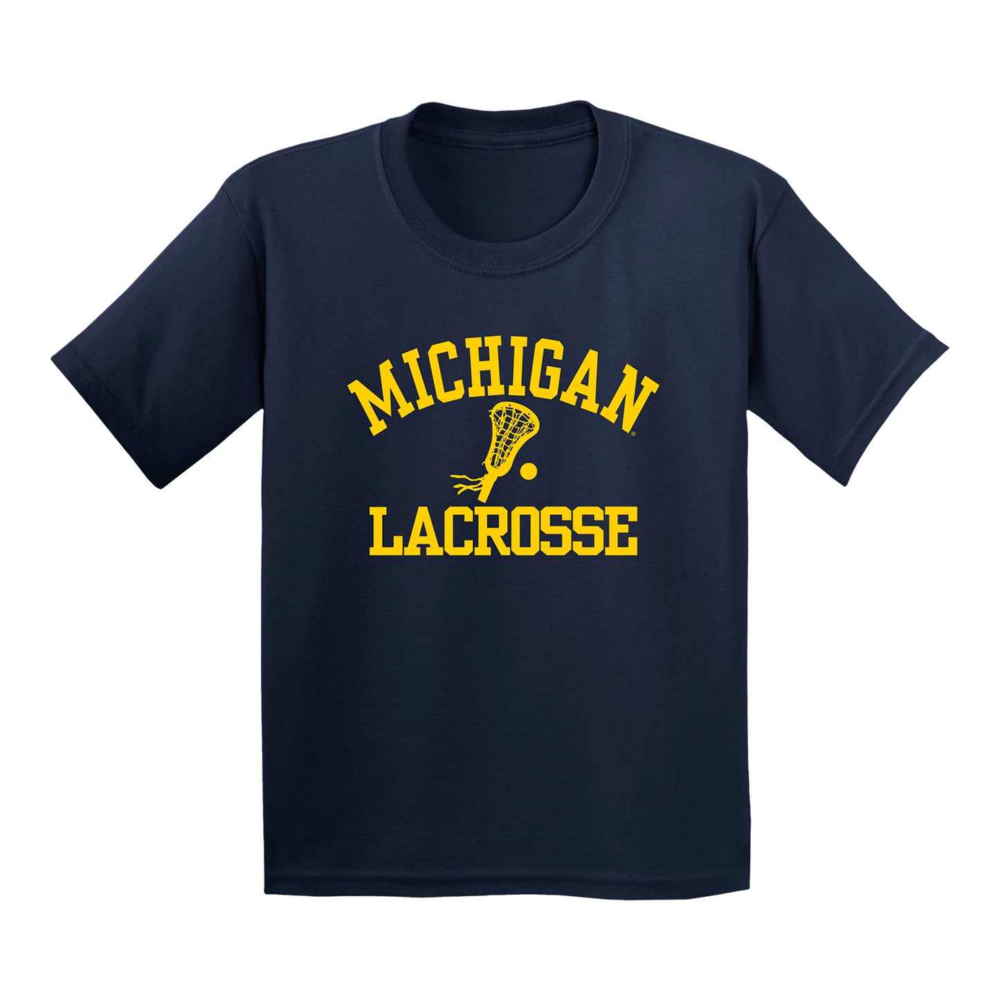 Youth Michigan Wolverines Lacrosse Navy T-Shirt - Front View