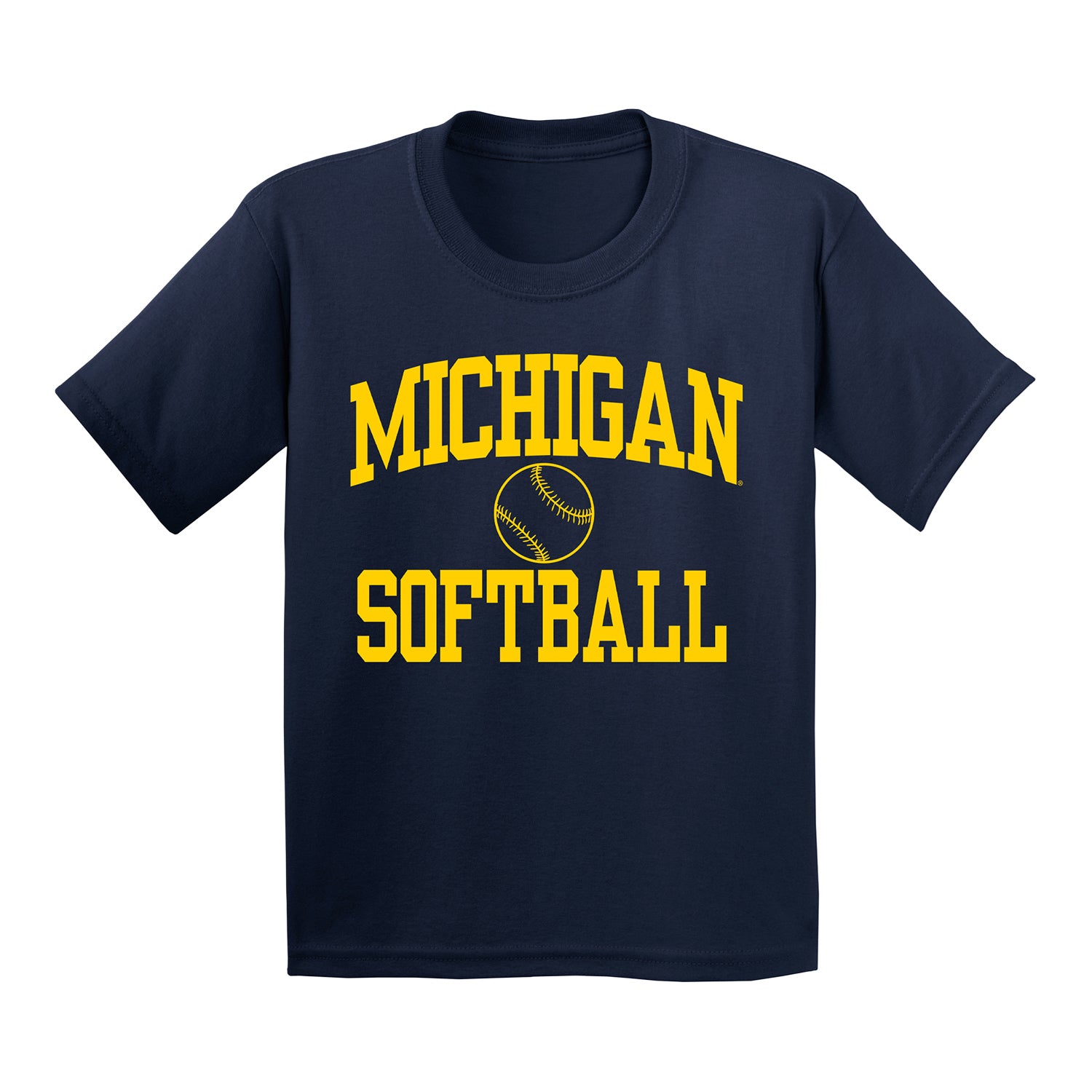 Michigan Wolverines Youth Softball T-Shirt - Front View