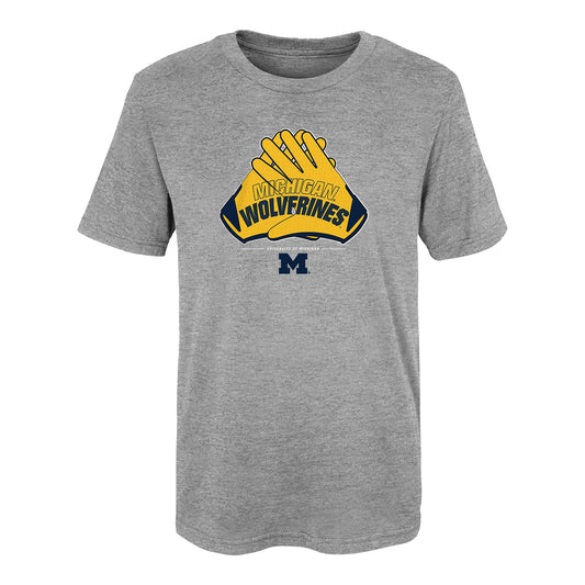 Michigan Wolverines Youth Outerstuff Gloves Wordmark T-Shirt - Front View