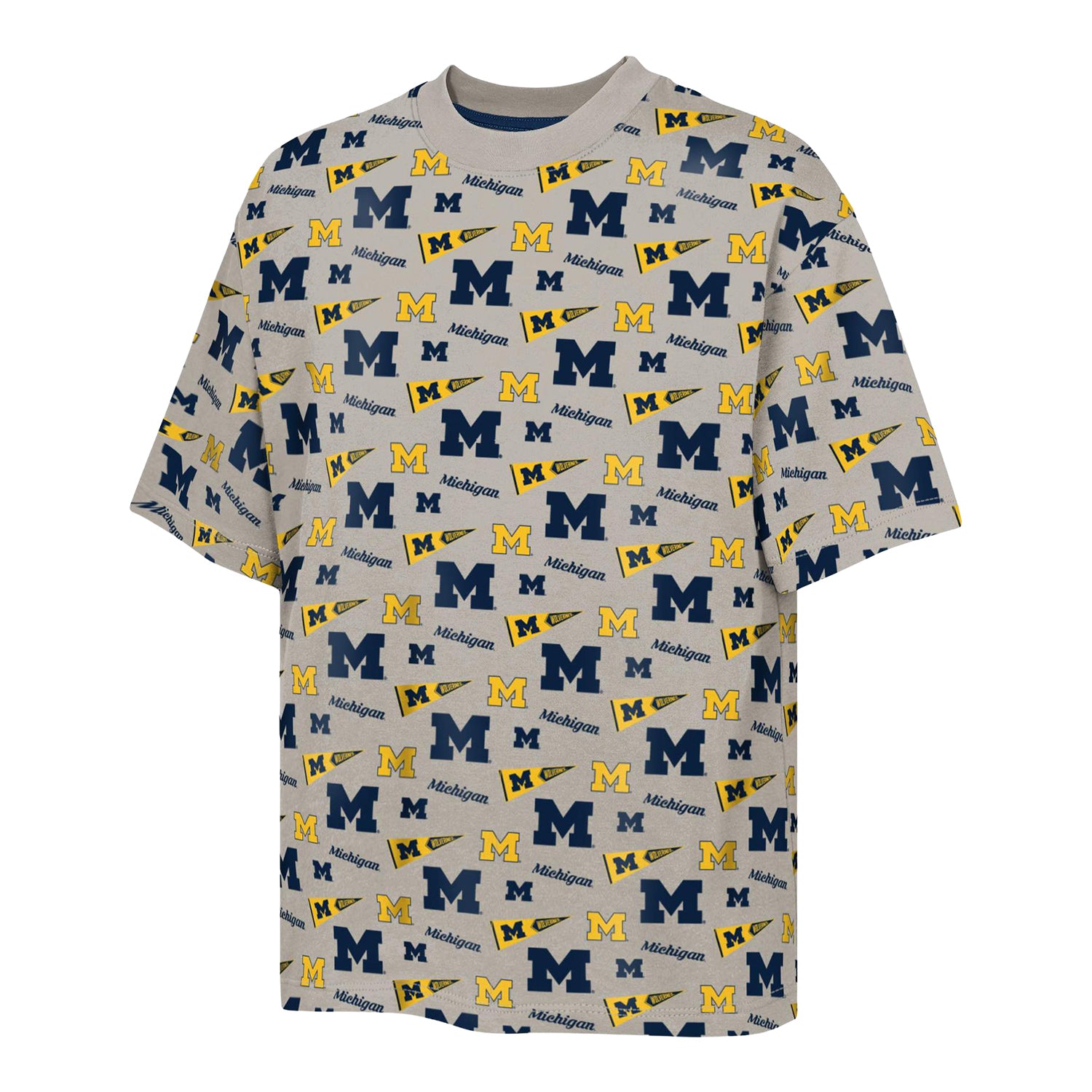 Michigan Wolverines Youth Cream Scramble Crewneck T-Shirt - Front View