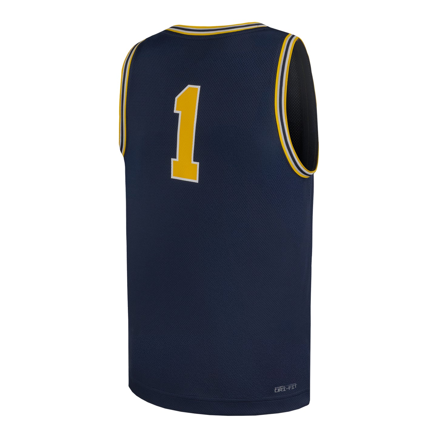 Michigan Wolverines Jordan Basketball #1 Youth Home Jersey In Blue - Back View