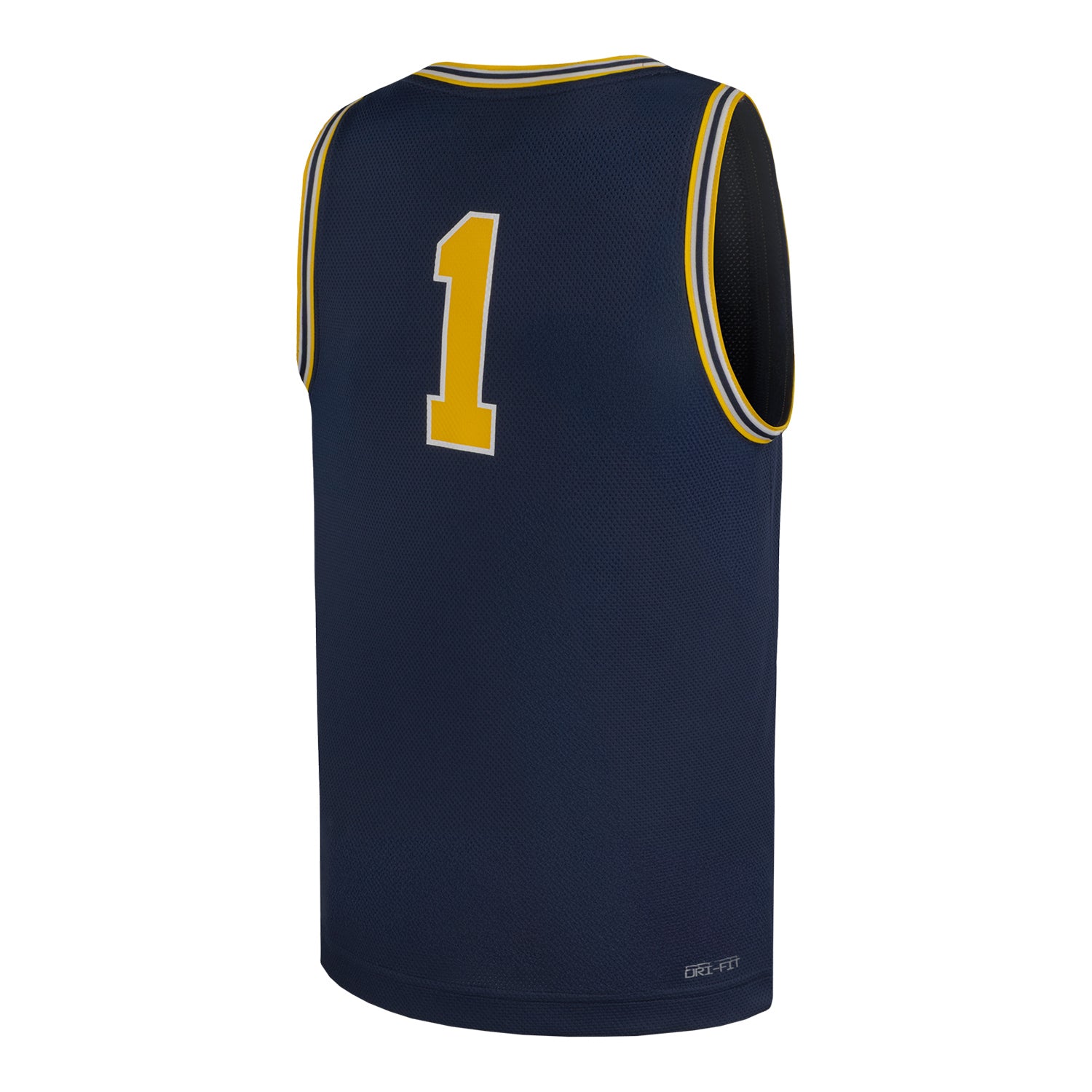 Michigan Wolverines Jordan Basketball #1 Youth Home Jersey In Blue - Back View