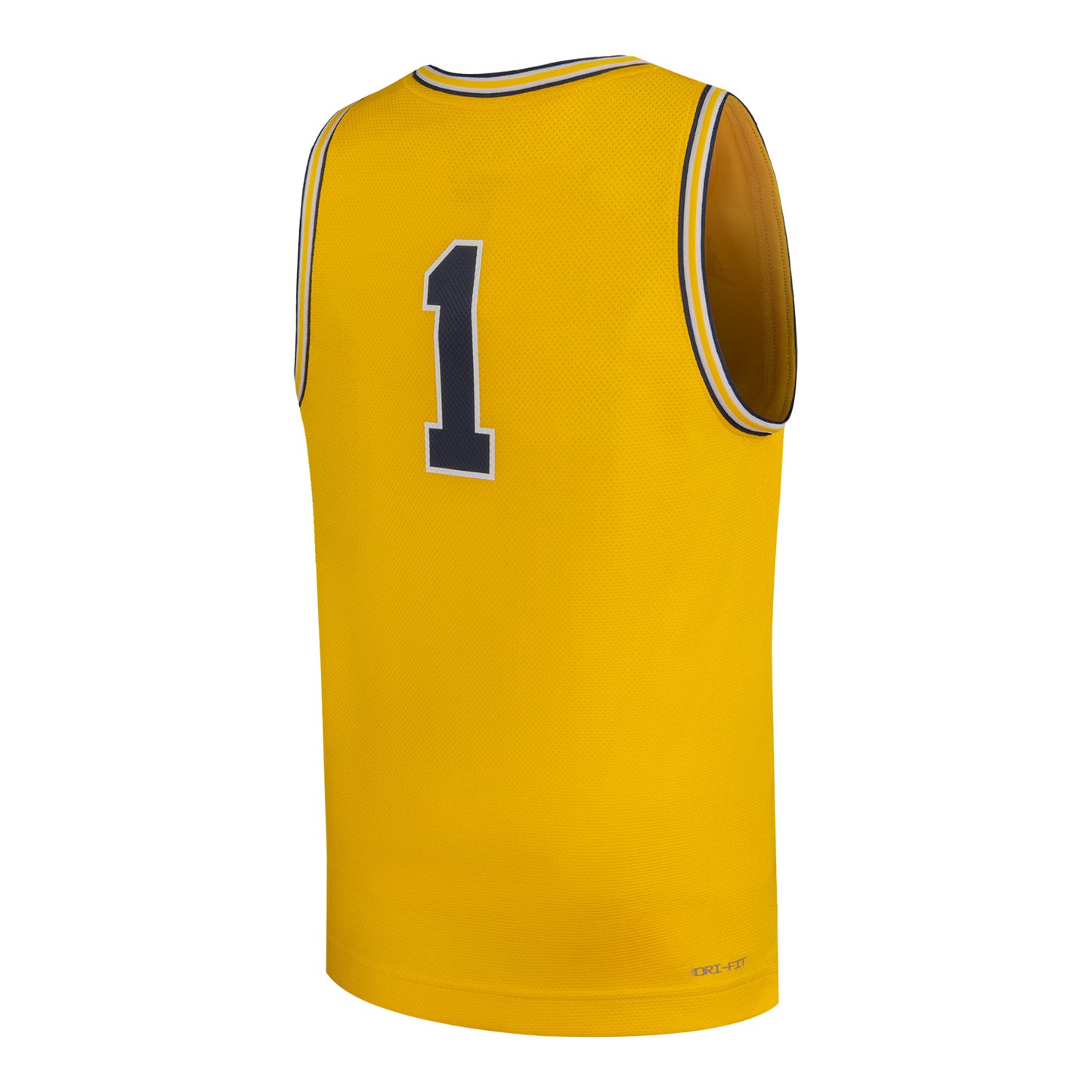 Michigan Wolverines Jordan Basketball #1 Youth Alternate Jersey In Maize - Back View