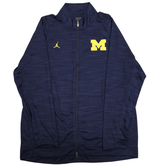 Nike Air Jordan Michigan Wolverines Navy Yellow Logo M Zip Up Pocket Dry Fit Zip Up - Front View
