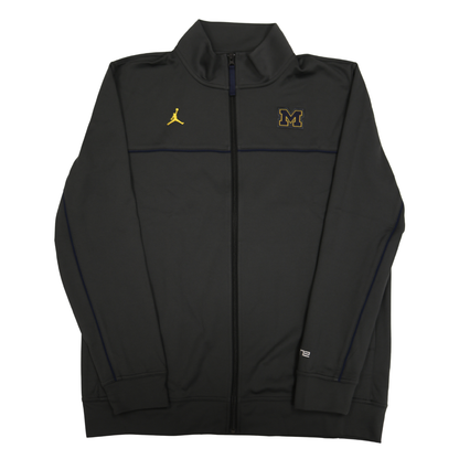 Nike Air Jordan Michigan Wolverines Dark Grey Navy Logo Zip-Up - Front View
