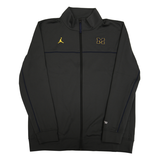 Nike Air Jordan Michigan Wolverines Dark Grey Navy Logo Zip-Up - Front View