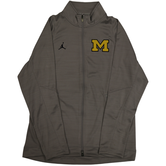 Nike Air Jordan Michigan Wolverines Yellow Logo M Grey Zip Up - Front View