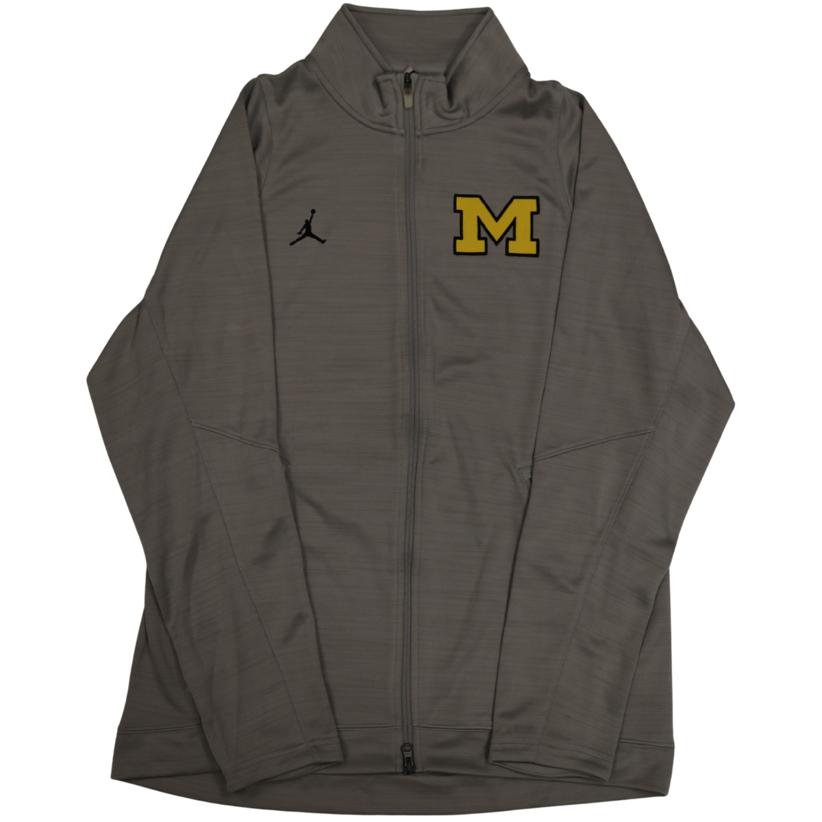 Nike Air Jordan Michigan Wolverines Yellow Logo M Grey Zip Up - Front View