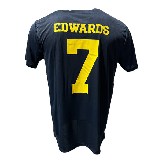 Valiant University of Michigan Football Donovan Edwards Navy Player Jersey Tee - Back View