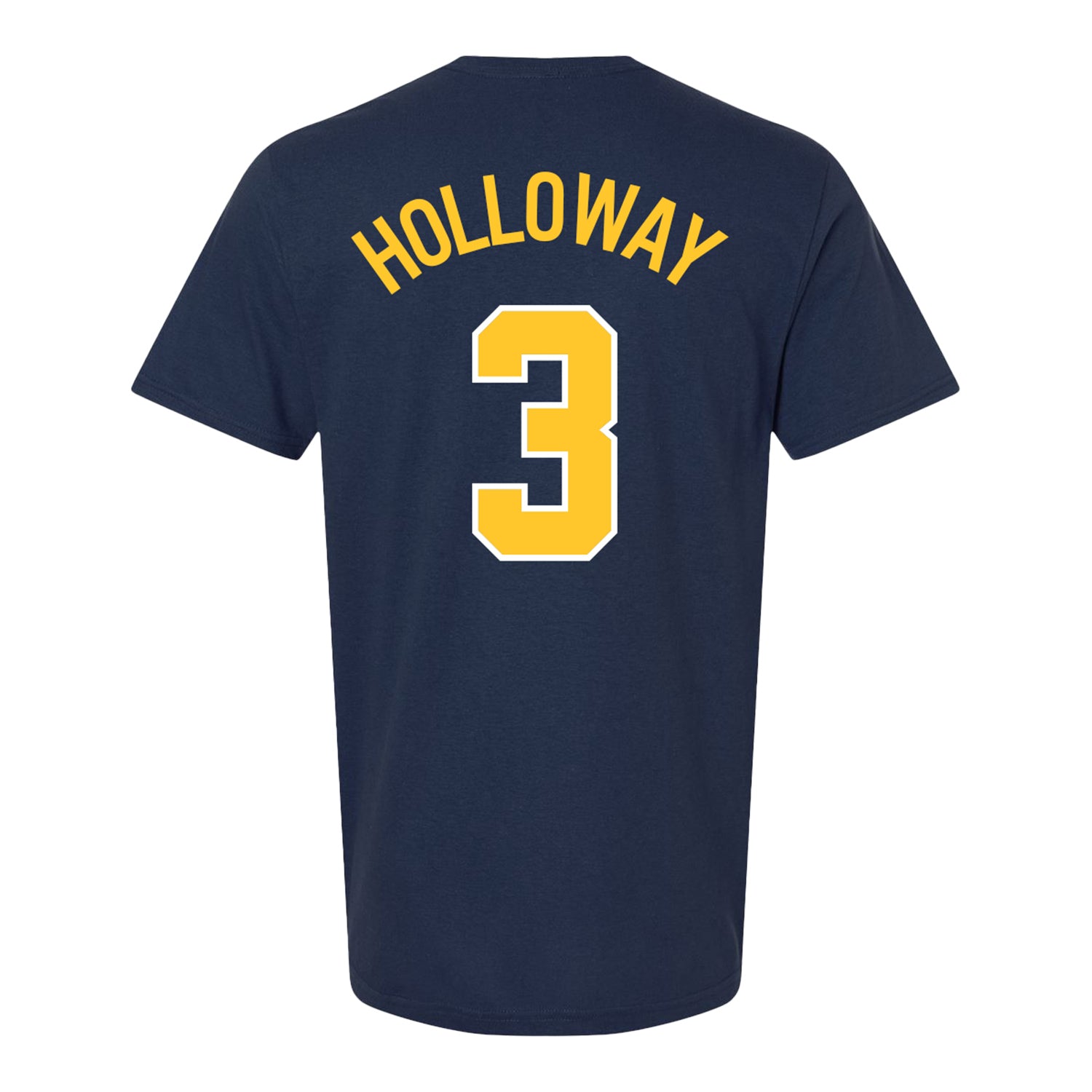 Michigan Wolverines Women's Basketball Student Athlete #3 Mila Holloway T-Shirt - Back View
