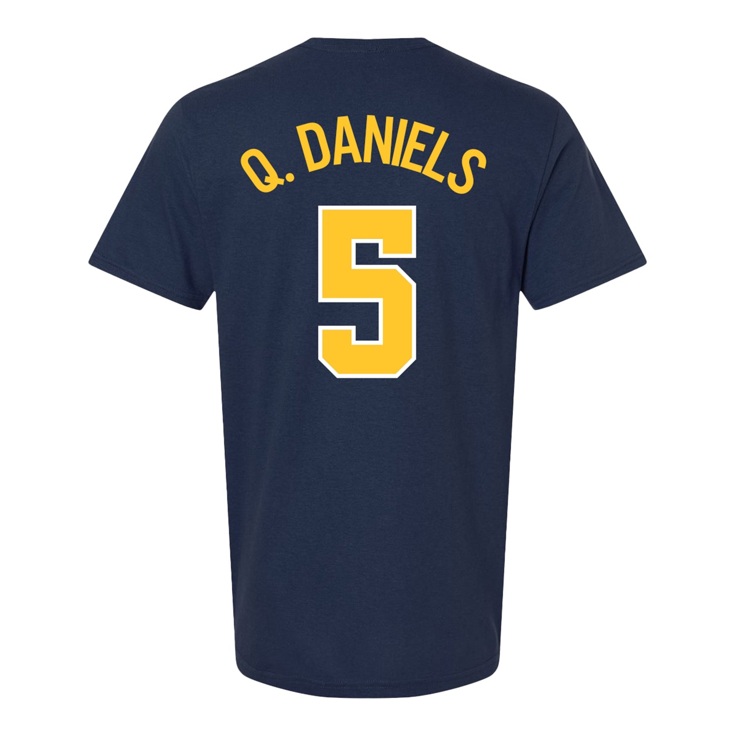 Michigan Wolverines Women's Basketball Student Athlete #5 Brooke Daniels T-Shirt - Back View
