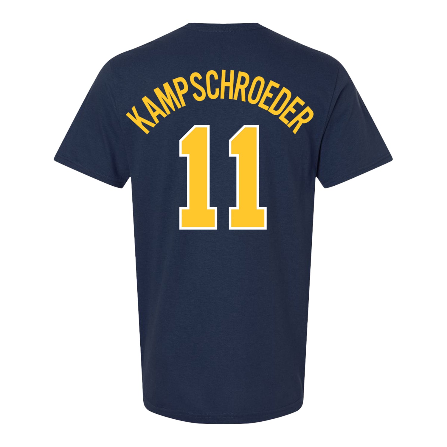 Michigan Wolverines Women's Basketball Student Athlete #11 Greta Kampschroeder T-Shirt - Back View