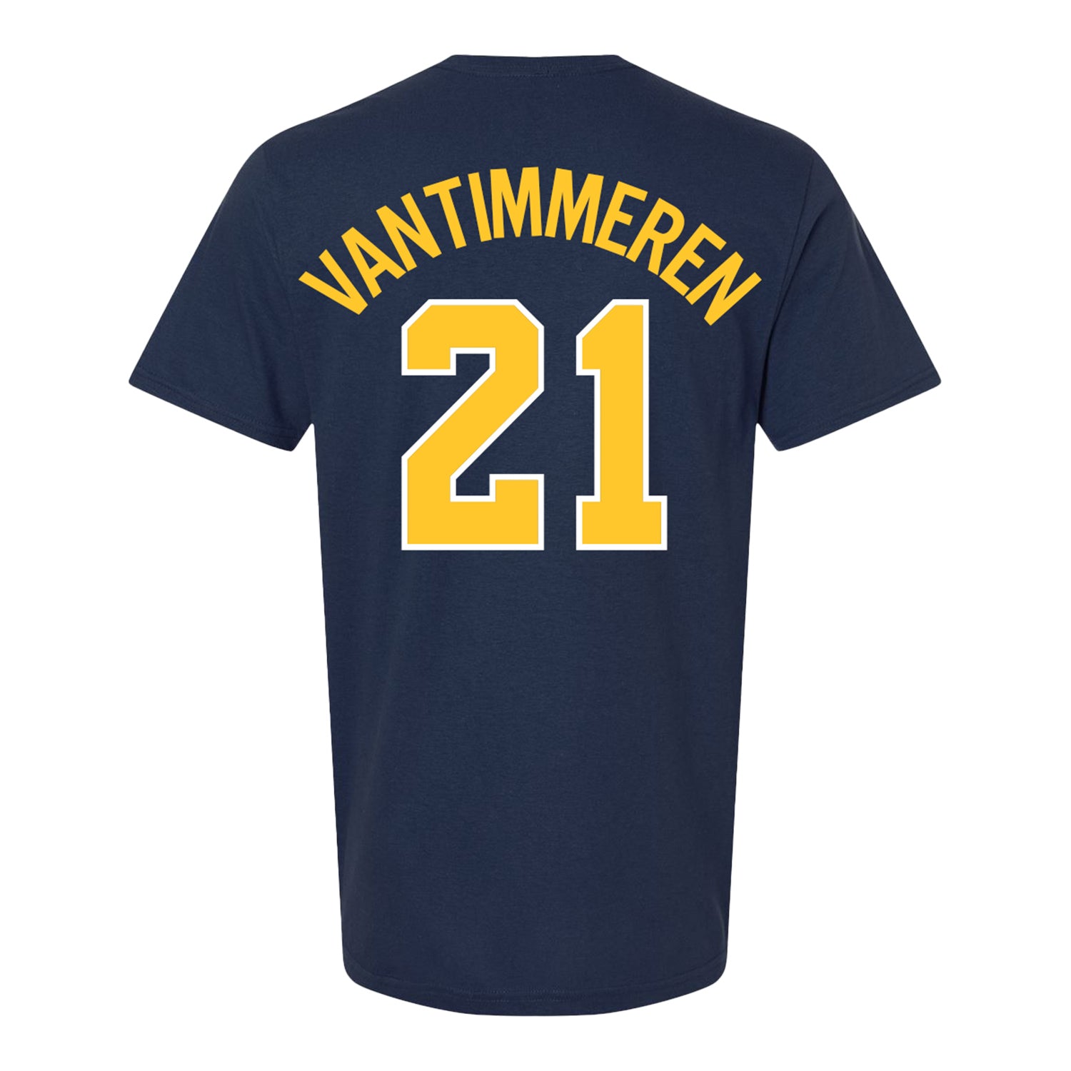 Michigan Wolverines Women's Basketball Student Athlete #21 Ally VanTimmeren T-Shirt - Back View