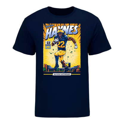 Michigan Wolverines #22 Justice Haynes Student Athlete Comic T-Shirt - Front View