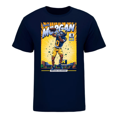 Michigan Wolverines #0 Semaj Morgan Student Athlete Comic T-Shirt - Front View