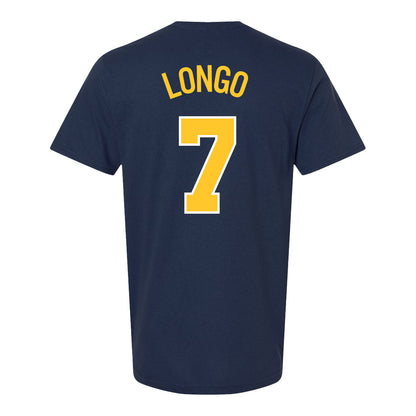 Michigan Wolverines Baseball Student Athlete #7 Joe Longo T-Shirt In Navy - Back View