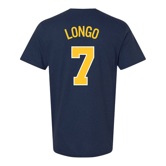 Michigan Wolverines Baseball Student Athlete #7 Joe Longo T-Shirt In Navy - Back View