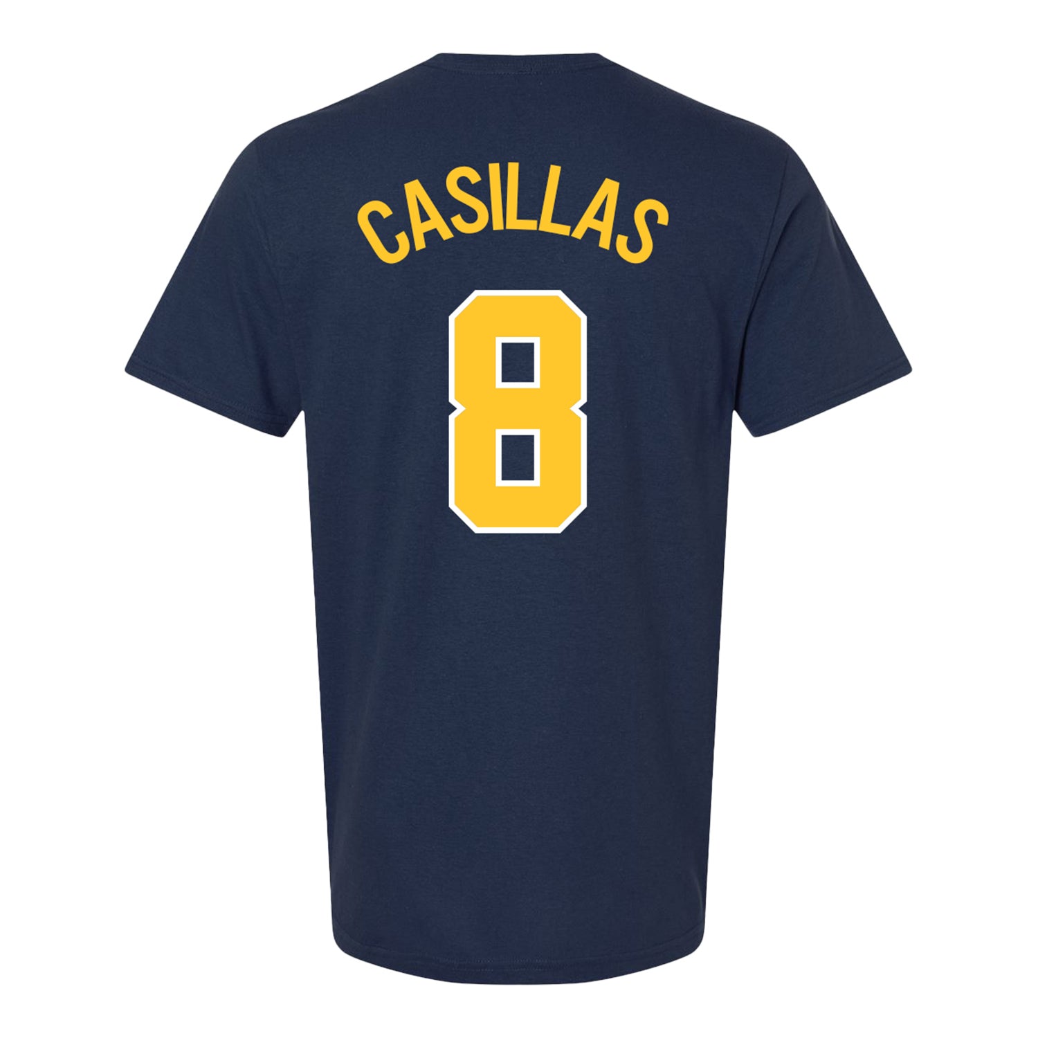 Michigan Wolverines Baseball Student Athlete #8 Benny Casillas T-Shirt In Navy - Back View