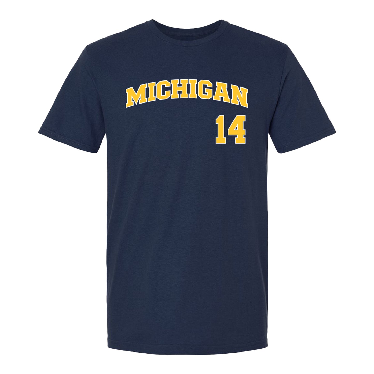 Michigan Wolverines Baseball Student Athlete #14 Colby Turner T-Shirt In Navy - Front View