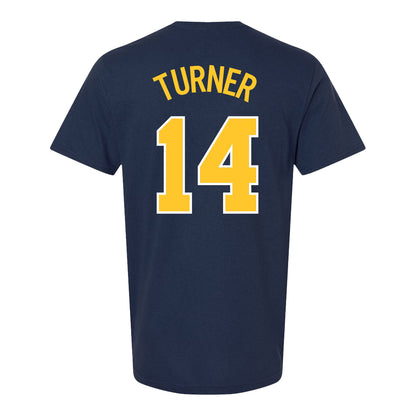 Michigan Wolverines Baseball Student Athlete #14 Colby Turner T-Shirt In Navy - Back View