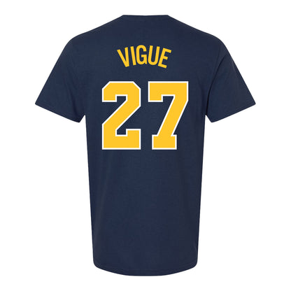 Michigan Wolverines Baseball Student Athlete #27 Dylan Vigue T-Shirt In Navy - Back View