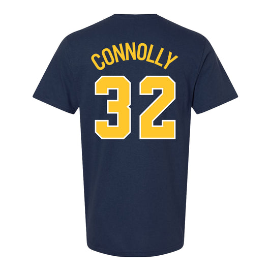 Michigan Wolverines Baseball Student Athlete #32 Cade Connolly T-Shirt In Navy - Back View