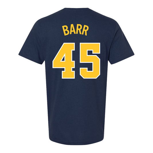Michigan Wolverines Baseball Student Athlete #45 Preston Barr T-Shirt In Navy - Back View