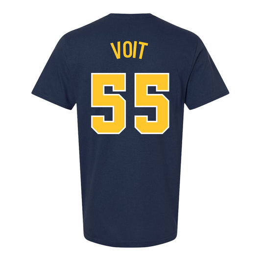 Michigan Wolverines Baseball Student Athlete #55 Mitch Voit T-Shirt In Navy - Back View