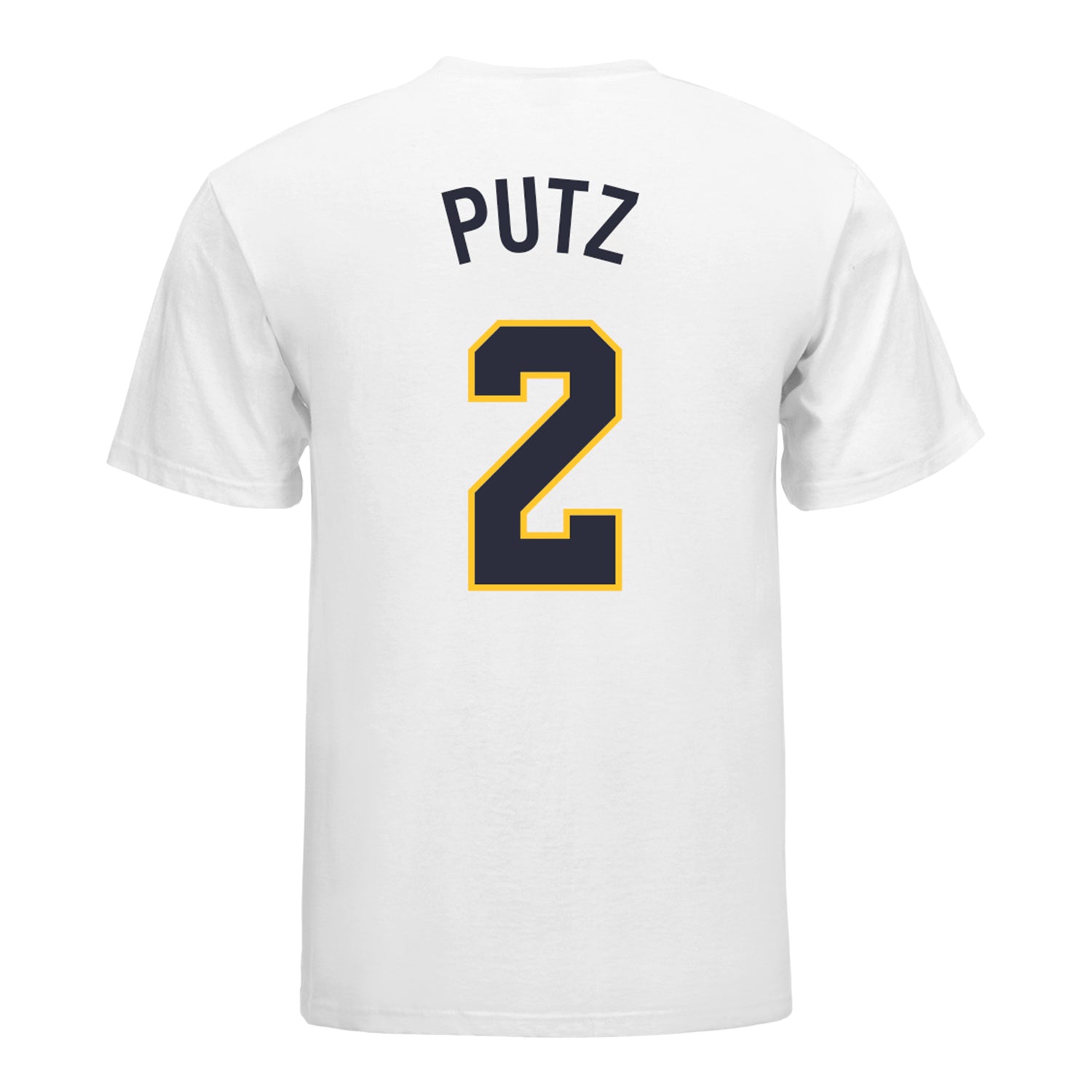 Michigan Wolverines Softball Student Athlete #2 Lauren Putz T-Shirt In White - Back View