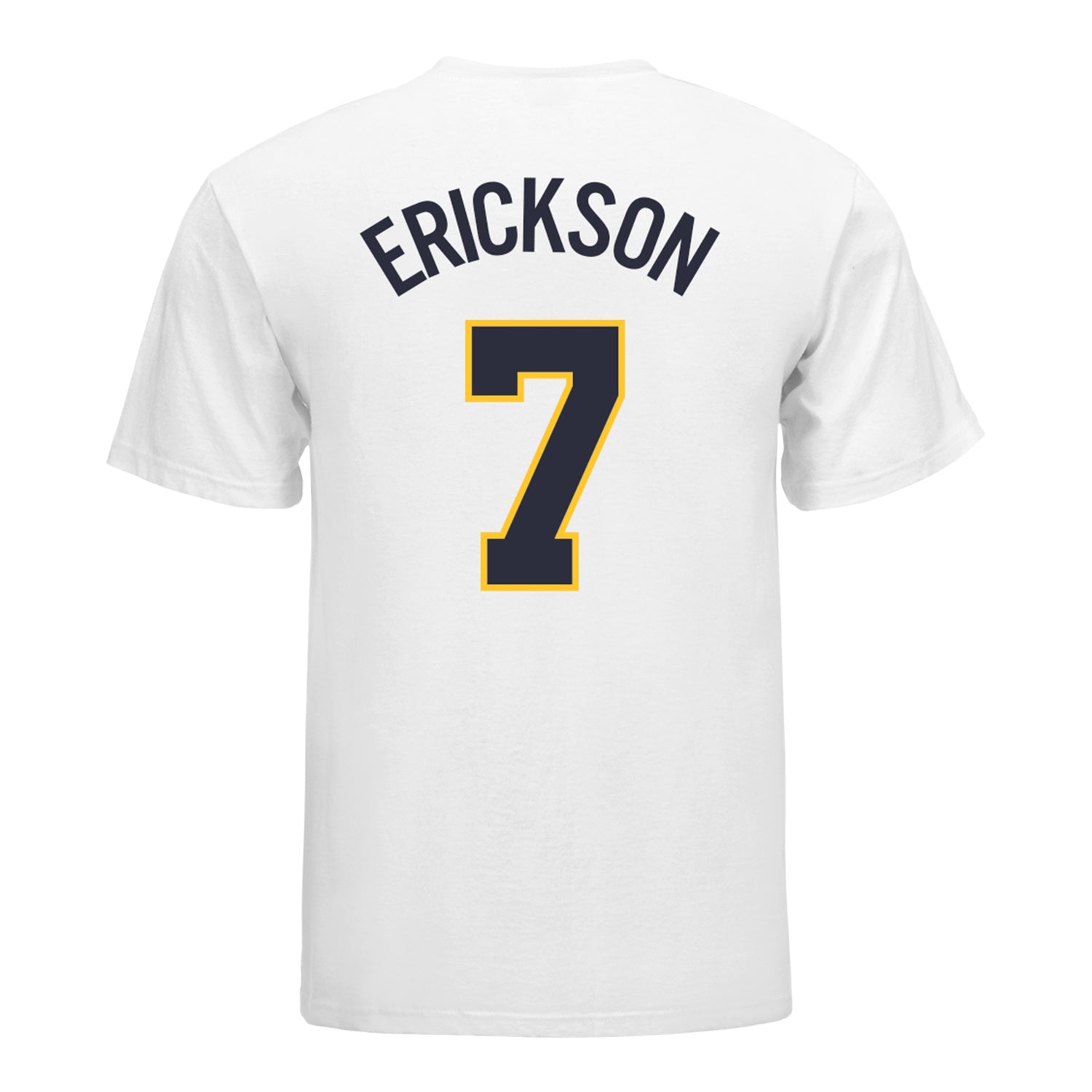Michigan Wolverines Softball Student Athlete #7 Maddie Erickson T-Shirt In White - Back View