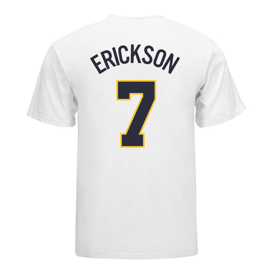 Michigan Wolverines Softball Student Athlete #7 Maddie Erickson T-Shirt In White - Back View