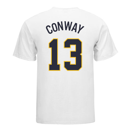 Michigan Wolverines Softball Student Athlete #13 Jenissa Conway T-Shirt In White - Back View