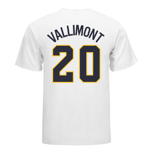 Michigan Wolverines Softball Student Athlete #20 Lilly Vallimont T-Shirt In White - Back View