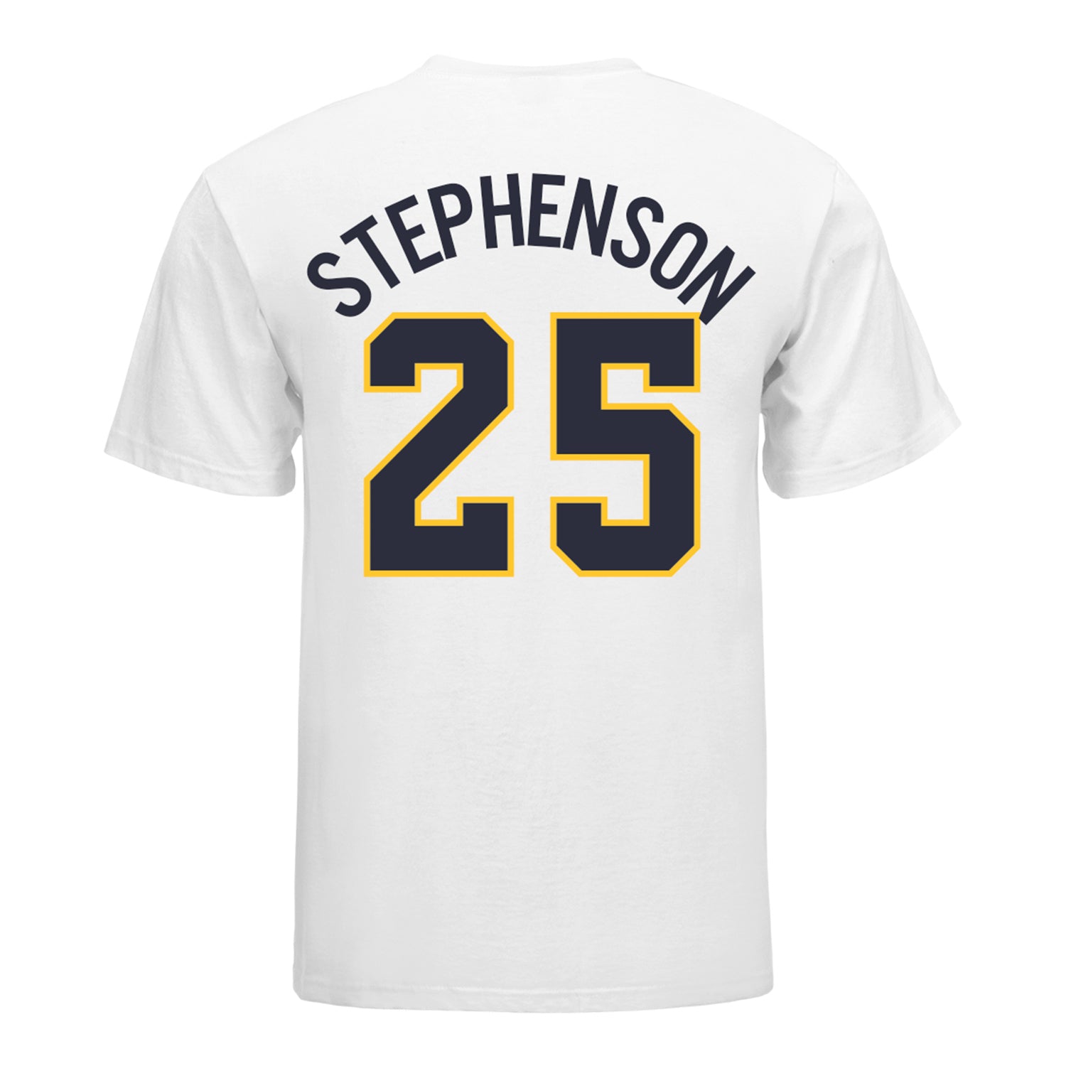 Michigan Wolverines Softball Student Athlete #25 Ella Stephenson T-Shirt In White - Back View