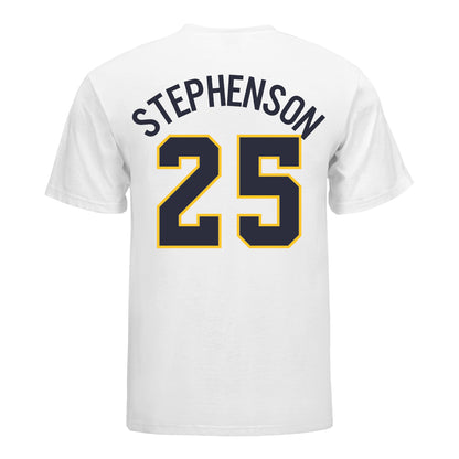 Michigan Wolverines Softball Student Athlete #25 Ella Stephenson T-Shirt In White - Back View