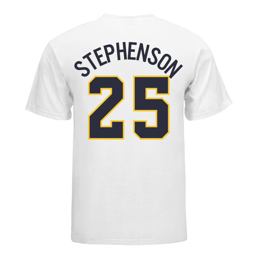 Michigan Wolverines Softball Student Athlete #25 Ella Stephenson T-Shirt In White - Back View