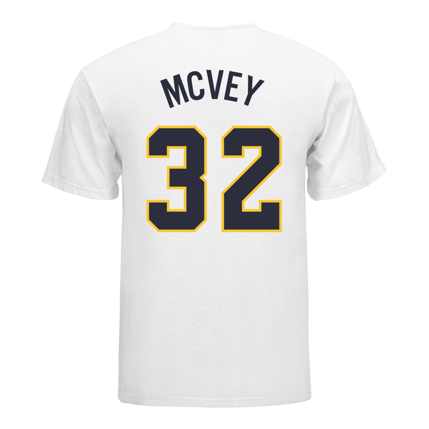 Michigan Wolverines Softball Student Athlete #32 Ella McVey T-Shirt In White - Back View