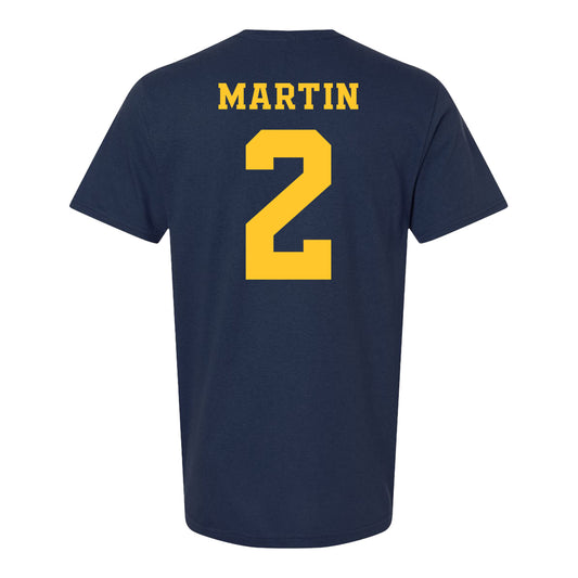Michigan Wolverines Women's Lacrosse Student Athlete #2 Zoe Martin T-Shirt In Navy - Back View