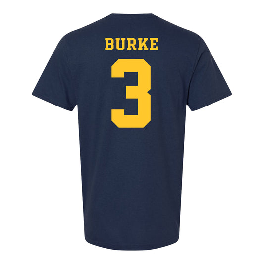 Michigan Wolverines Women's Lacrosse Student Athlete #3 Emma Burke T-Shirt In Navy - Back View