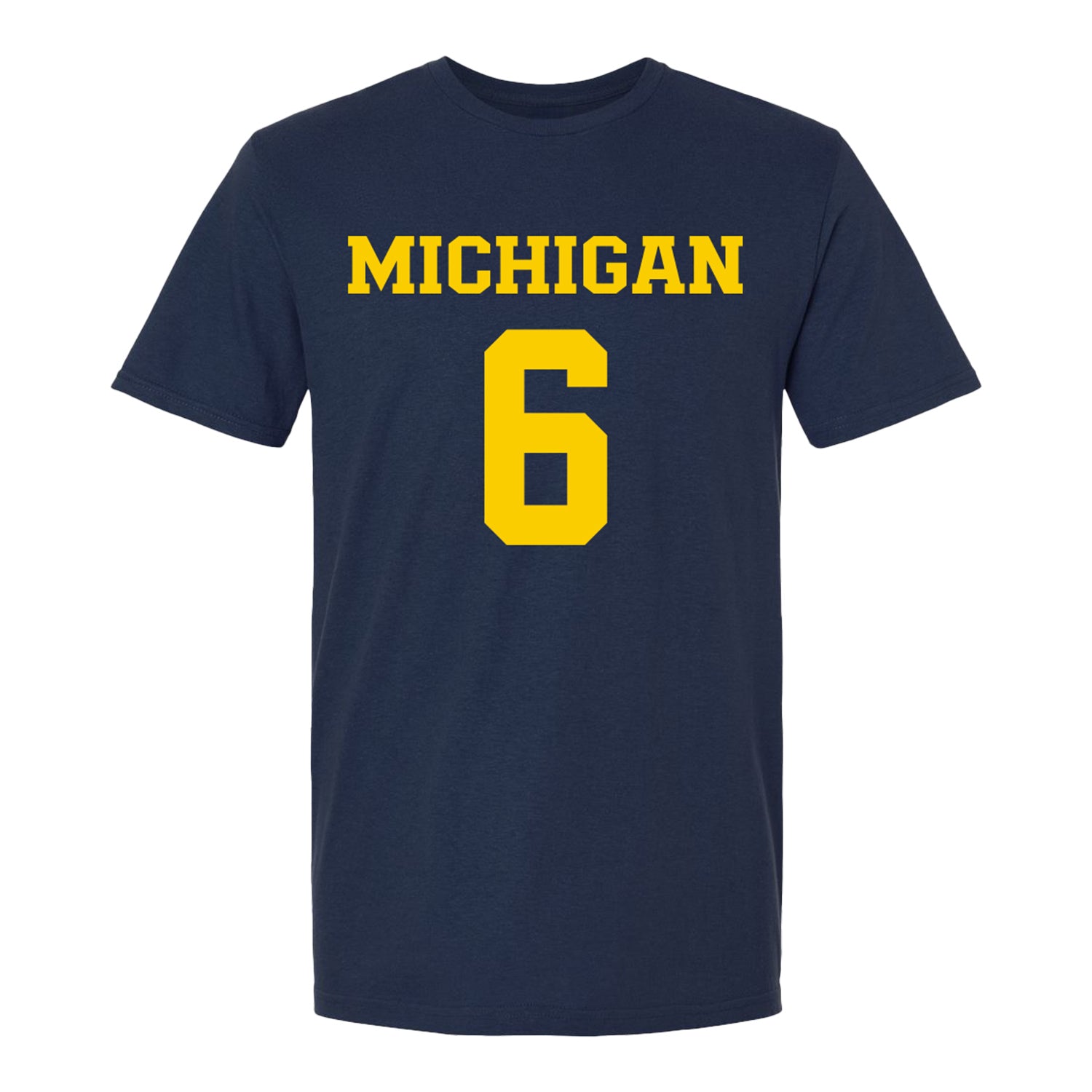 Michigan Wolverines Women's Lacrosse Student Athlete #6 Grace Callahan T-Shirt In Navy - Front View