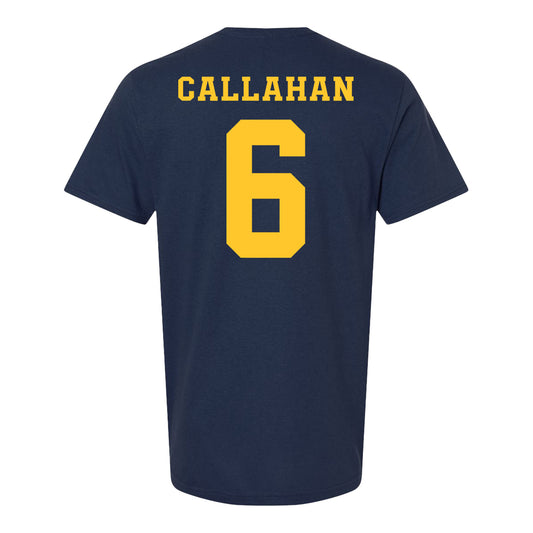 Michigan Wolverines Women's Lacrosse Student Athlete #6 Grace Callahan T-Shirt In Navy - Back View