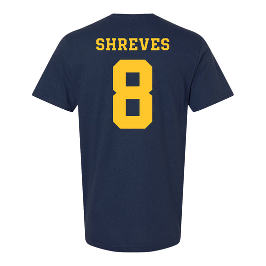 Michigan Wolverines Women's Lacrosse Student Athlete #8 Peyton Shreves T-Shirt In Navy - Back View