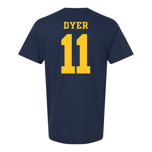 Michigan Wolverines Women's Lacrosse Student Athlete #11 Kaylee Dyer T-Shirt In Navy - Back View