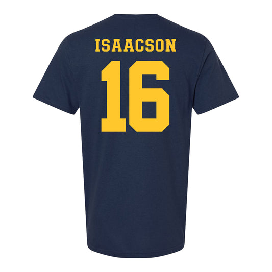 Michigan Wolverines Women's Lacrosse Student Athlete #16 Kassidy Isaacson T-Shirt In Navy - Back View