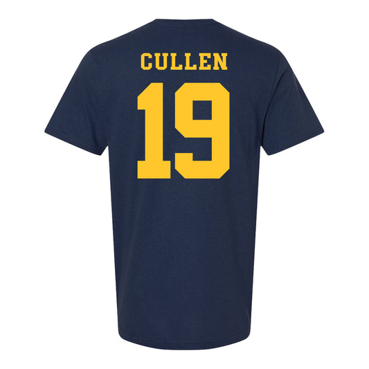 Michigan Wolverines Women's Lacrosse Student Athlete #19 Taylor Cullen T-Shirt In Navy - Back View